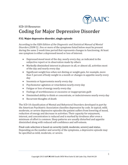 Coding for Major Depressive Disorder