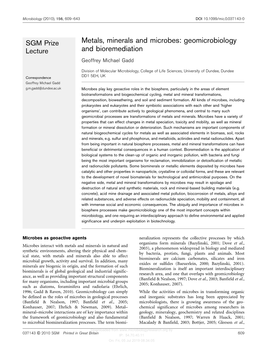 Metals, Minerals and Microbes: Geomicrobiology and Bioremediation