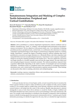 Somatosensory Integration and Masking of Complex Tactile Information: Peripheral and Cortical Contributions