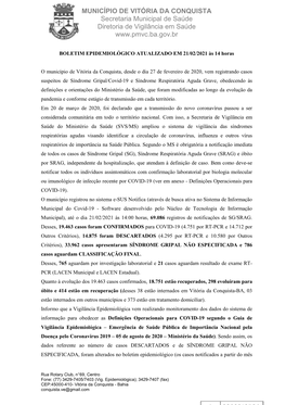 MUNICÍPIO DE VITÓRIA DA CONQUISTA Secretaria Municipal De Saúde Diretoria De Vigilância Em Saúde