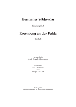 Hessischer Städteatlas Rotenburg an Der Fulda