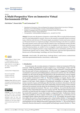 A Multi-Perspective View on Immersive Virtual Environments (Ives)