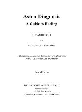 Astro-Diagnosis a Guide to Healing