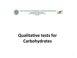 Qualitative Tests for Carbohydrates