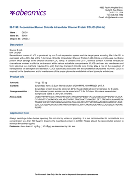 Recombinant Human Chloride Intracellular Channel Protein 5/CLIC5 (N-6His)