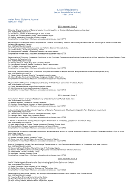 List of Reviewers (As Per the Published Articles) Year: 2019