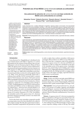 Potential Use of Low-NDGA Larrea Divaricata Extracts As Antioxidant in Foods