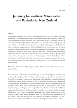 Jamming Imperialism: Ma¯Ori Radio and Postcolonial New Zealand