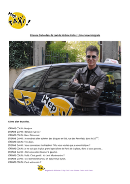 Etienne Daho Dans Le Taxi De Jérôme Colin : L’Interview Intégrale