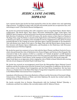 Jessica Jane Jacobs, Soprano