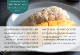 Sticky Rice with Mango Match the Differences to Become Delicious