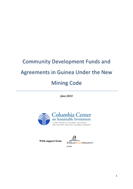 Community Development Funds and Agreements in Guinea Under the New Mining Code