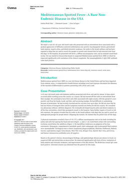 Mediterranean Spotted Fever: a Rare Non- Endemic Disease in the USA