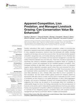 Apparent Competition, Lion Predation, and Managed Livestock Grazing: Can Conservation Value Be Enhanced?