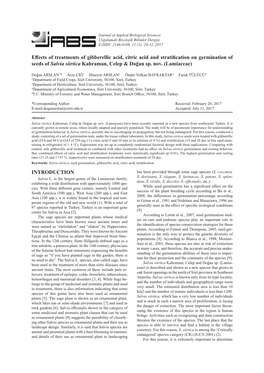 Effects of Treatments of Gibberellic Acid, Citric Acid and Stratification on Germination of Seeds of Salvia Siirtica Kahraman, Celep & Doğan Sp