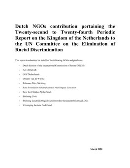 Dutch Ngos Contribution Pertaining the Twenty-Second to Twenty-Fourth