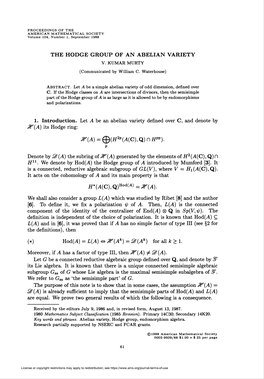 The Hodge Group of an Abelian Variety J?