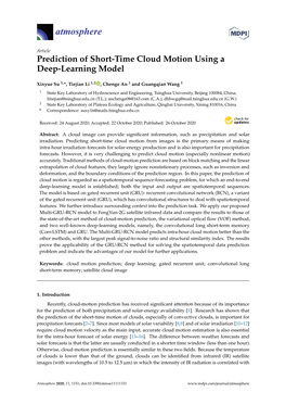 Prediction of Short-Time Cloud Motion Using a Deep-Learning Model