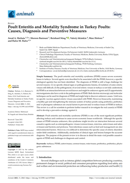 Poult Enteritis and Mortality Syndrome in Turkey Poults: Causes, Diagnosis and Preventive Measures