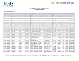 Arizona IASIS Preferred Physician Roster Updated 9/13/17