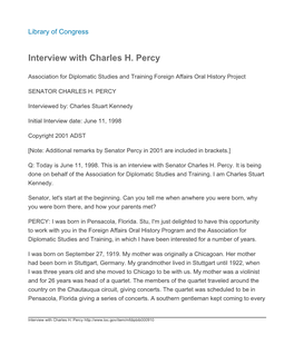 Interview with Charles H. Percy