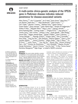 A Multi-Centre Clinico-Genetic Analysis of the VPS35 Gene in Parkinson Disease Indicates Reduced Penetrance for Disease-Associated Variants