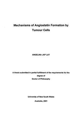 Mechanisms of Angiostatin Formation by Tumour Cells