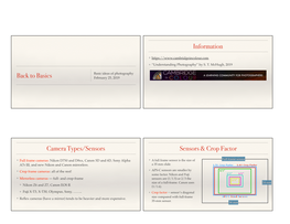 Back to Basics Information Camera Types/Sensors Sensors & Crop Factor