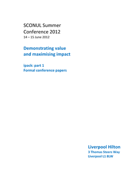 SCONUL Summer Conference 2012 14 – 15 June 2012