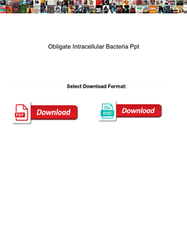 Obligate Intracellular Bacteria Ppt