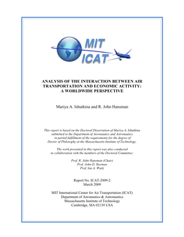 Analysis of the Interaction Between Air Transportation and Economic Activity: a Worldwide Perspective