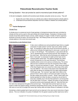 Paleoclimate Reconstruction Teacher Guide