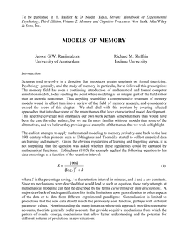 Models of Memory