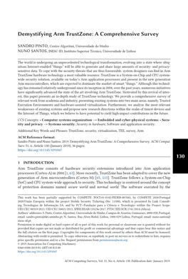 130 Demystifying Arm Trustzone: a Comprehensive Survey