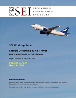SEI Working Paper Carbon Offsetting & Air Travel