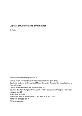 Crystal Structures and Symmetries