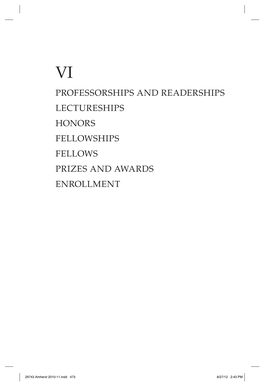 29743 Amherst 2010-11.Indd 473 8/27/12 2:43 PM 29743 Amherst 2010-11.Indd 474 8/27/12 2:43 PM PROFESSORSHIPS and READERSHIPS