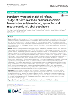 Petroleum Hydrocarbon Rich Oil Refinery Sludge of North-East India