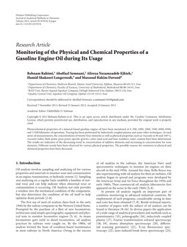 Monitoring of the Physical and Chemical Properties of a Gasoline Engine Oil During Its Usage