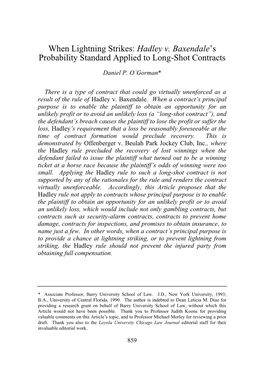 Hadley V. Baxendale's Probability Standard Applied to Long-Shot