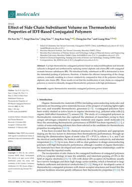 Effect of Side Chain Substituent Volume on Thermoelectric Properties of IDT-Based Conjugated Polymers