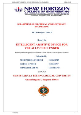 Intelligent Assistive Device for Visually Challenged 2019-2020