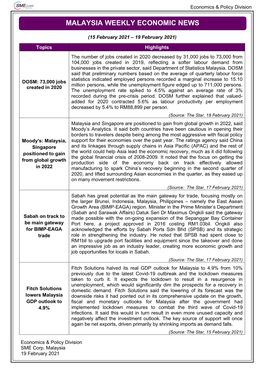 Malaysia Weekly Economic News