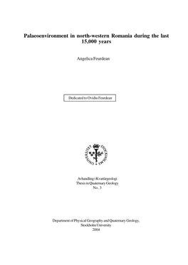 Palaeoenvironment in North-Western Romania During the Last 15,000 Years