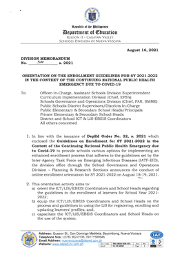 1Jlepartmtnt of Qebutation REGION II- CAGAYAN VALLEY SCHOOLS DIVISION of NUEVA VIZCAYA