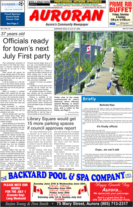 Officials Ready for Town's Next July First Party