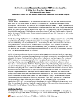 (REEF) Monitoring of the Artificial Reef Gen