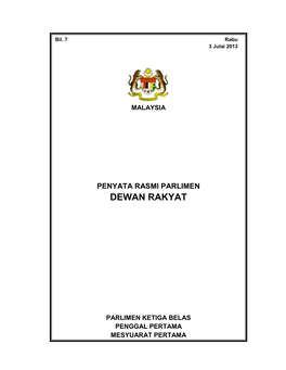 Penyata Rasmi Parlimen Dewan Rakyat