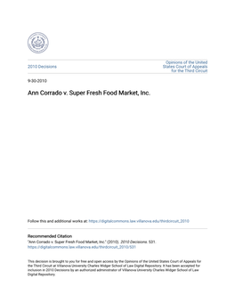 Ann Corrado V. Super Fresh Food Market, Inc