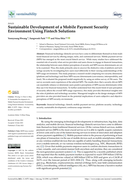 Sustainable Development of a Mobile Payment Security Environment Using Fintech Solutions